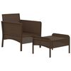 vidaXL 2 pcs conjunto lounge de jardim c/ almofadões vime PE castanho
