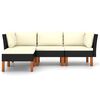 vidaXL 4 pcs conjunto lounge de jardim c/ almofad&otilde;es vime PE preto