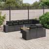 vidaXL 9 pcs conjunto de sof&aacute;s p/ jardim c/ almofad&otilde;es vime PE preto