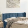 vidaXL Cabeceira de cama c/ abas tecido 147x16x78/88cm azul-escuro