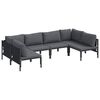 vidaXL Conjunto de Sof&aacute; de Jardim 6 unid. Preto A&ccedil;o