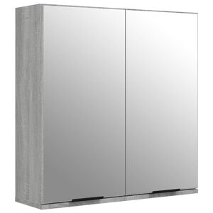 vidaXL Arm&aacute;rio espelhado p/ casa de banho 64x20x67 cm cinzento sonoma