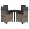 vidaXL 5 pcs conjunto de jantar p/ jardim c/ almofad&otilde;es vime PE cinza