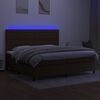 vidaXL Cama box spring c/ colch&atilde;o/LED 200x200cm tecido castanho-escuro