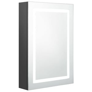 vidaXL Arm&aacute;rio espelhado p/ casa de banho LED 50x13x70 cm cinzento