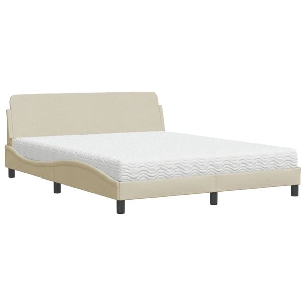 vidaXL Cama com colch&atilde;o Dover 160x200 cm tecido cor creme