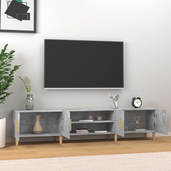 vidaXL Móvel de TV 180x31,5x40 cm derivados de madeira cinza cimento