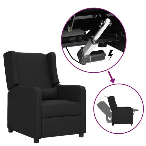 vidaXL Poltrona elevat&oacute;ria tecido preto