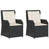 vidaXL Cadeiras de jardim reclin&aacute;veis c/ almofad&otilde;es 2pcs vime PE preto