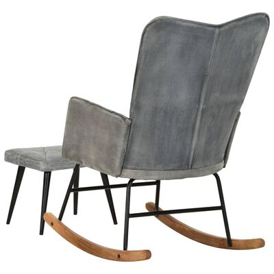 vidaXL Cadeira de baloiço com apoio de pés lona vintage cinzento