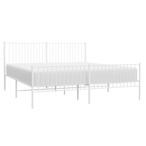 vidaXL Estrutura de cama com cabeceira e p&eacute;s 200x200 cm metal branco