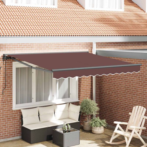 vidaXL Toldo Retr&aacute;til Castanho 300 x 250 cm Alum&iacute;nio e Tecido