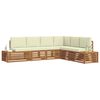 vidaXL Conjunto de Sof&aacute;s para Exterior 6 Pe&ccedil;a Natural e Creme