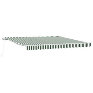 vidaXL Toldo retr&aacute;til Verde e Branco 400 &times; 300 cm Poli&eacute;ster e Alum&iacute;nio
