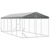 vidaXL Canil de exterior com teto 3x7,5x2,5 m a&ccedil;o galvanizado prateado