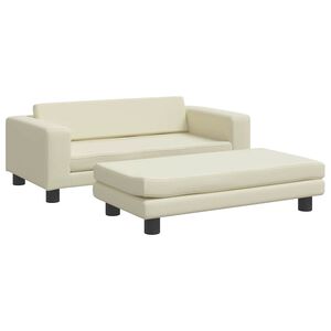 vidaXL Sof&aacute; infantil c/ apoio p&eacute;s 100x50x30 cm couro artificial creme
