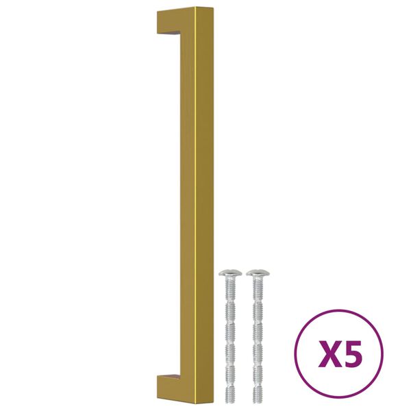 vidaXL Puxadores para m&oacute;veis 5 pcs 192 mm a&ccedil;o inoxid&aacute;vel dourado
