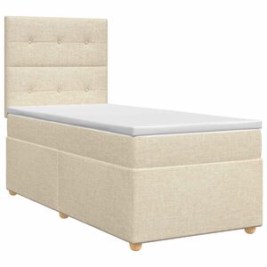 vidaXL Cama box spring com colch&atilde;o Creme 90 x 200 cm Tecido