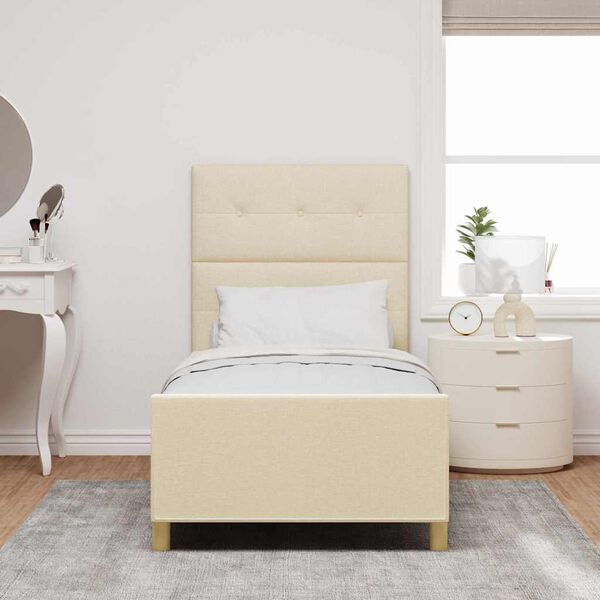 vidaXL Estrutura da Cama com cabeceira Creme 80 x 200 cm tecido