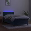 vidaXL Cama box spring c/ colch&atilde;o/LED 80x200 cm veludo azul-escuro