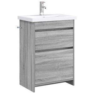 vidaXL Conjunto de M&oacute;veis para Banheiro Sonoma cinzento