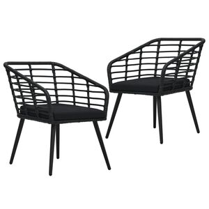 vidaXL Cadeiras de jardim com almofad&otilde;es 2 pcs vime PE preto