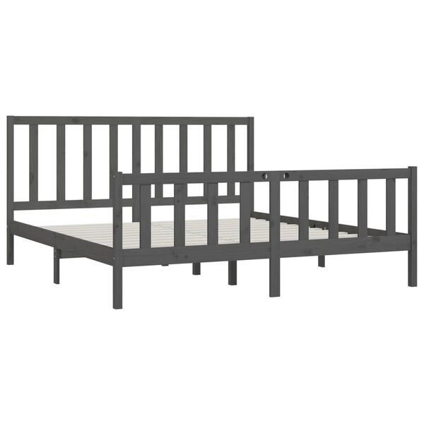 vidaXL Estrutura de cama 200x200 cm madeira maci&ccedil;a cinzento
