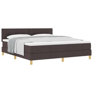 vidaXL Cama Box com colch&atilde;o Marrom Escuro 180 x 200 cm tecido