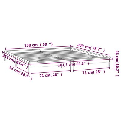vidaXL Estrutura cama king size c/ LEDs 150x200cm madeira maciça preto
