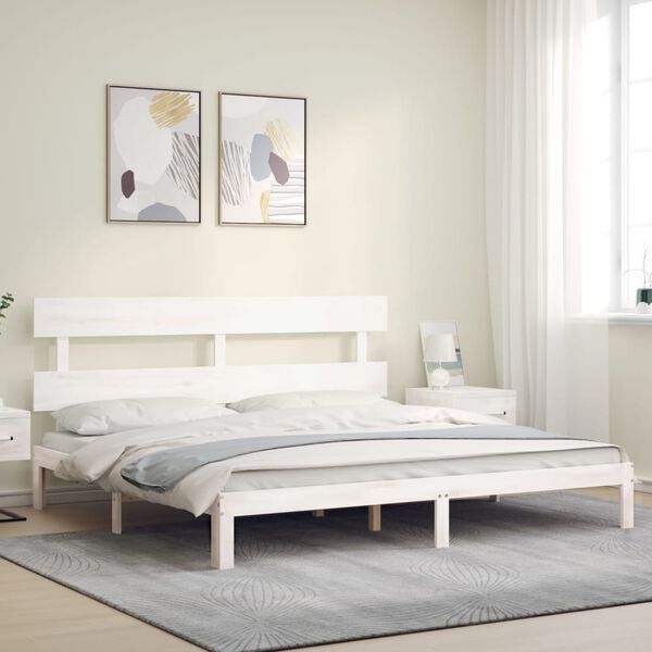 vidaXL Estrutura cama Super King Size c/ cabeceira madeira branco
