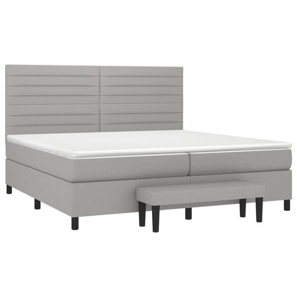 vidaXL Cama com molas/colch&atilde;o 200x200 cm tecido cinza-claro
