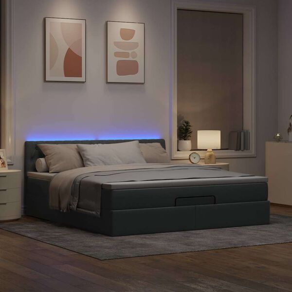 vidaXL Cama otomana com colch&atilde;o 160x200 cm tecido cinzento claro