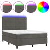 vidaXL Cama box spring c/ colch&atilde;o/LED 140x190cm veludo cinzento-escuro