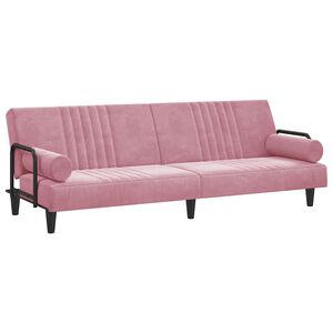 vidaXL Sof&aacute;-cama com apoio de bra&ccedil;os veludo rosa