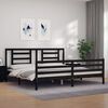 vidaXL Estrutura de cama com cabeceira 200x200 cm madeira maci&ccedil;a preto
