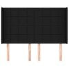 vidaXL Cabeceira de cama c/ abas tecido 147x16x118/128 cm preto