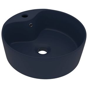 vidaXL Lavat&oacute;rio c/ extravasamento 36x13cm cer&acirc;mica azul-escuro mate