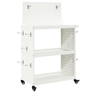 vidaXL Carro de Ferramentas com prateleira Branco 65 x 35 x 111 cm