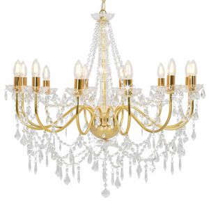 vidaXL Lustre com contas l&acirc;mpadas 12 x E14 dourado