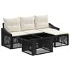 vidaXL Conjunto de Sof&aacute; de Jardim 5 unid. Preto e Branco Creme vime PE