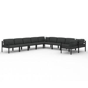 vidaXL 10 pcs conjunto lounge jardim com almofadões alumínio antracite