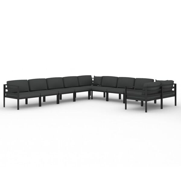 vidaXL 10 pcs conjunto lounge jardim com almofadões alumínio antracite