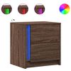 vidaXL Mesa cabeceira c/ luzes LED derivados madeira carvalho castanho