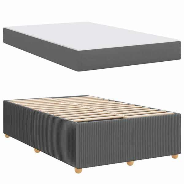 vidaXL Estrutura da Cama com colch&atilde;o Cinza Escuro 120 x 190 cm tecido