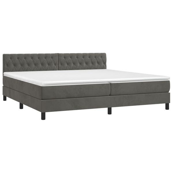 vidaXL Cama box spring c/ colch&atilde;o/LED 200x200cm veludo cinzento-escuro