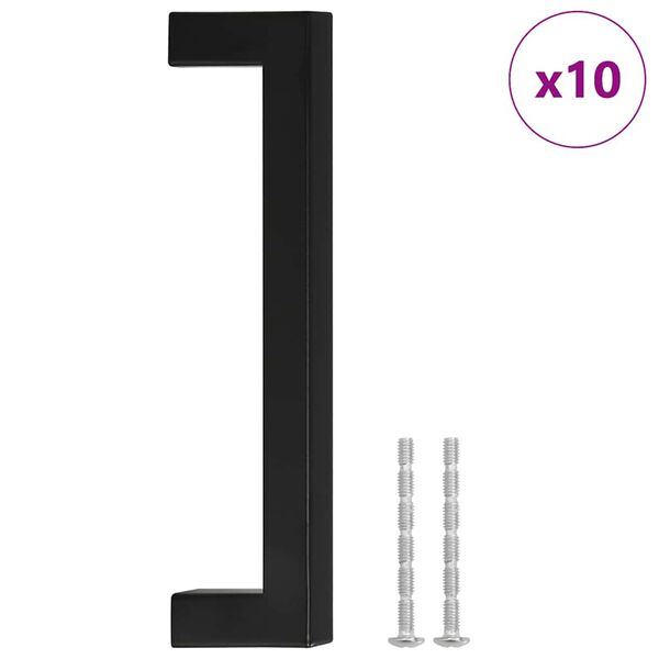 vidaXL Puxadores para m&oacute;veis 10 pcs 128 mm a&ccedil;o inoxid&aacute;vel preto