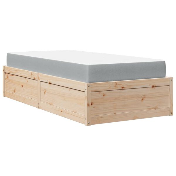 VidaXL Cama com colch&atilde;o 90x190 cm madeira de pinho maci&ccedil;a