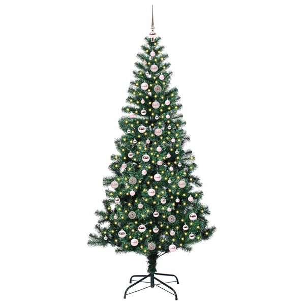 vidaXL &Aacute;rvore de Natal Artificial Pr&eacute;-iluminada Verde 240 cm