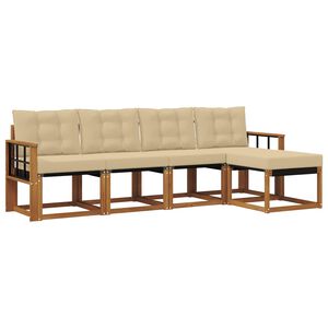 vidaXL Conjunto de Sof&aacute;s para Exterior 5 unid. Natural e Bege