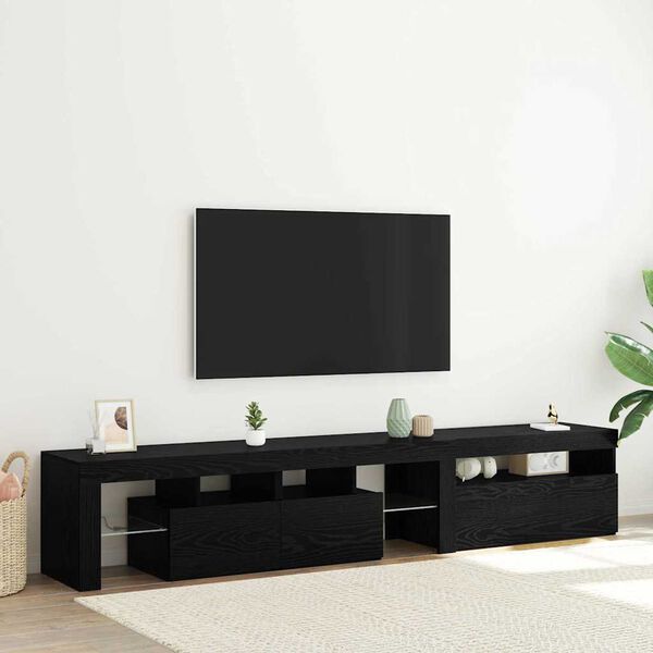 vidaXL Gabinete para TV com led 2 pcs Carvalho Preto 215 x 37 x 40 cm